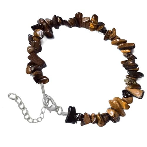 DACRWEKZ Armbänder Für Damen Und Herren – Tigerauge, Naturstein-Armbänder Für Damen, Unregelmäßiger Naturstein, Perlen, Verstellbares Armband, Schmuck, Geschenke, Armbänder Für Damen, Yoga, Meditati von DACRWEKZ