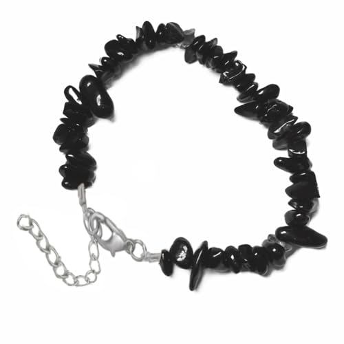 DACRWEKZ Armbänder Für Männer – Natürliches, Unregelmäßiges Obsidian-Armband, Naturstein-Armband, Verstellbar, Handgefertigte Armbänder, Makramee, Verstellbar, Für Damen, Schmuck, Geschenke, Wie Abg von DACRWEKZ