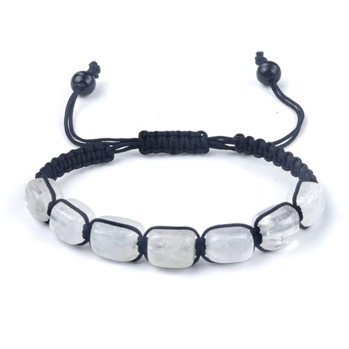 DACRWEKZ Verstellbares Herrenarmband – 8 Mm Natürliche Weiße Kristallstein-Perlenarmbänder, Edelsteinstein-Armband Für Männer, Frauen, Vater, Ihn, Freund, Ehemann, Wie Abgebildet, 25 Cm von DACRWEKZ