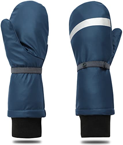 DAFENP Kinder Handschuhe Skihandschuhe Wasserdicht Schneehandschuhe Winterhandschuhe Warme Gefüttert Winddicht Fäustlinge für Jungen Mädchen 1-6 Jahre ST28065-A Navyblue-1-2Y von DAFENP