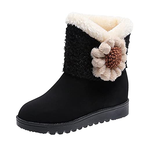 DAIFINEY Ankle Damen Kurze Winterstiefel Winter Dicke Sohlen Mode Schneeschuhe Stiefel Damenstiefel Damen Schwarz Flach von DAIFINEY