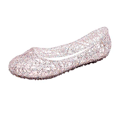 DAIFINEY Damen Geschlossene Ballerinas Hohlvogelnest Gelee Kristall Halbschuhe Elegante Bequeme Loafers Slipper Freizeitschuh(2-Pink/Pink,39) von DAIFINEY