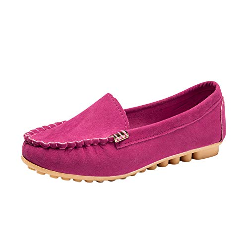 DAIFINEY Damen Slippers Espadrilles Segelschuhe Bootschuhe Freizeitschuhe Walkingschuhe Freizeitschuh Mokassin Loafers leichte Sommer Pantoffeln Hausschuhe(5-Rot/Hot Pink,41) 1627 von DAIFINEY