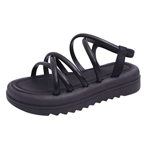 DAIFINEY Frauen-Sommer-dicker Boden-Slip-On atmungsaktive Mode runder Strand einfarbig einfache Sandalen Italienische Schuhe Damen von DAIFINEY