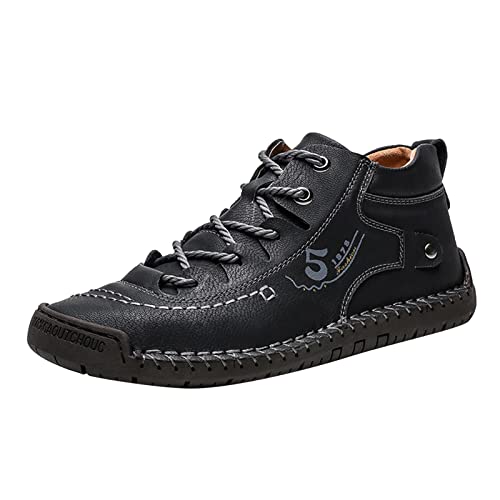 DAIFINEY Mode Sommer und Herbst Herren Lederschuhe flach weicher Boden bequem Mid Top Lace Up Casual Herren Schuhe Weite K Extra Weit von DAIFINEY