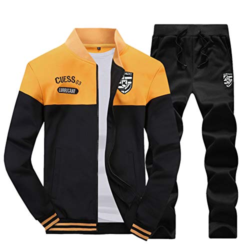 DAIHAN Herren Trainingsanzug Jogginganzug Sportanzug Streetwear Fitness Sporthose Und Sweatjacke Fitness Jogginghose Fußball Jacke Trainingsjacke Gelb XS DAIHAN Herren Trainingsanzug Jogginganzug Sportanzug Streetwear Fitness Sporthose Und Sweatjacke Fitness Jogginghose Fußball Jacke Trainingsjacke Gelb XS von DAIHAN
