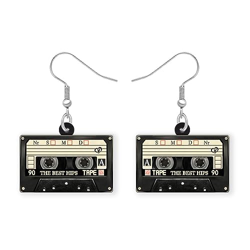 DALANE Acryl Fun Vintage Radio Kassette Ohrringe Retro Schmuck für Frauen Mädchen 80er 90er Jahre Nostalgie Geschenke (Schwarz) von DALANE