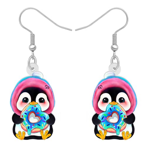 DALANE Acryl Süße Weihnachten Hut Pinguin Ohrringe Baumeln Tropfen Anime Schal Tiere Schmuck für Frauen Damen Mädchen Kinder Weihnachten Geschenke (Valentinstag A) von DALANE