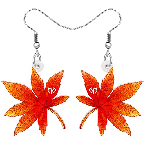 DALANE Acryl niedlich Herbst Ahornblatt Ohrringe Baumelnder Tropfen Herbst Pflanze Blätter Schmuck für Frauen Mädchen Kinder Charms Geschenke (Orange D) von DALANE