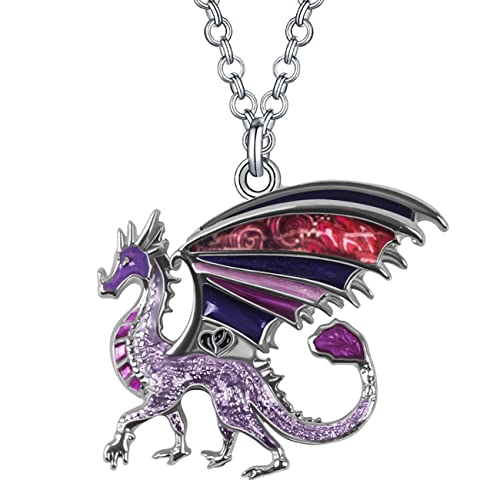 DALANE Emaille Legierung Neuheit Drache Halskette Dinosaurier Anhänger Schmuck Geschenke für Damen Mädchen Kinder (Lila) von DALANE