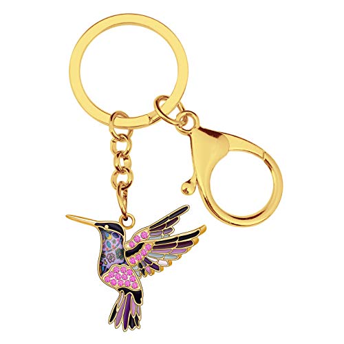 DALANE Emaille Legierung Strass Kolibri Schlüsselanhänger Vögel Schlüsselanbund Schmuck für Frauen Mädchen Charms Geschenke (Violett) von DALANE