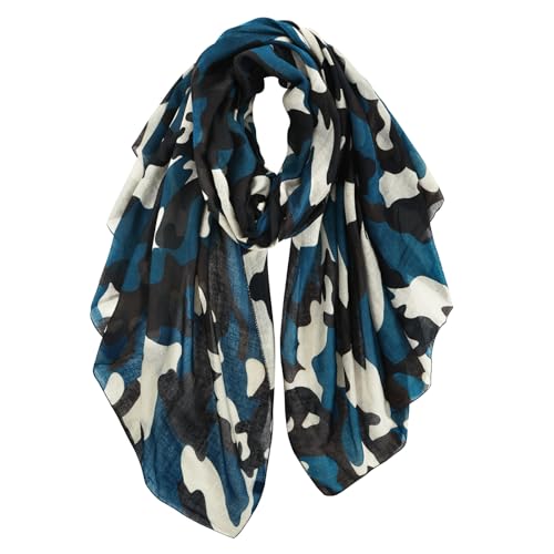 DAMILY Schal Damen Winter Groß Schals Herren Blau Stola Baumwolle Schals Tarnmuster Herbst von DAMILY