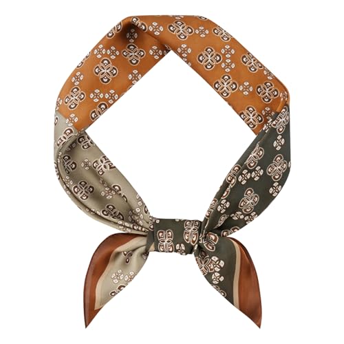 DAMILY Vintage Bandana Herren Seidig Quadratisch Kopftuch Sommer Geometrischem Halstuch und Stirnband Motorrad Satin Piratentuch Kinder Festival Haarbänder 70x70cm (Orange) von DAMILY