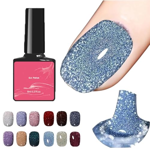 High Density Glitter Nail Gel Polish, 12 Colors Reflective Glitter Gel Nail Polish Set, High Density Glitter Nail Polish, Holographic Glitter Nail Polish Manicure Set, Diy Manicure for Home (8ml,001) von DANC