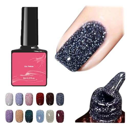 High Density Glitter Nail Gel Polish, 12 Colors Reflective Glitter Gel Nail Polish Set, High Density Glitter Nail Polish, Holographic Glitter Nail Polish Manicure Set, Diy Manicure for Home (8ml,007) von DANC