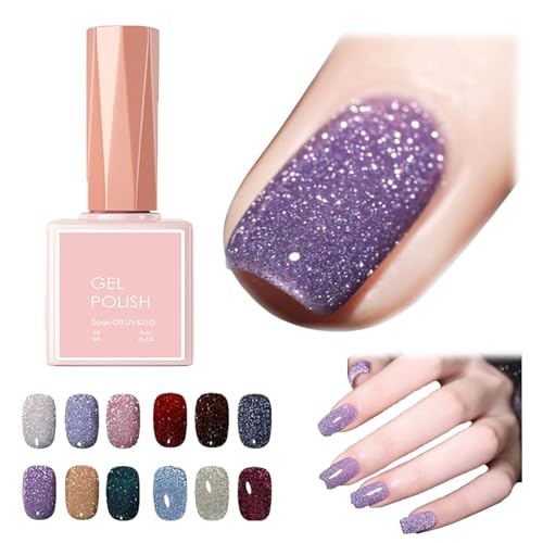 High Density Glitter Nail Gel Polish, 12 Colors Reflective Glitter Gel Nail Polish Set, High Density Glitter Nail Polish, Holographic Glitter Nail Polish Manicure Set, Diy Manicure for Home (18ml,011) von DANC