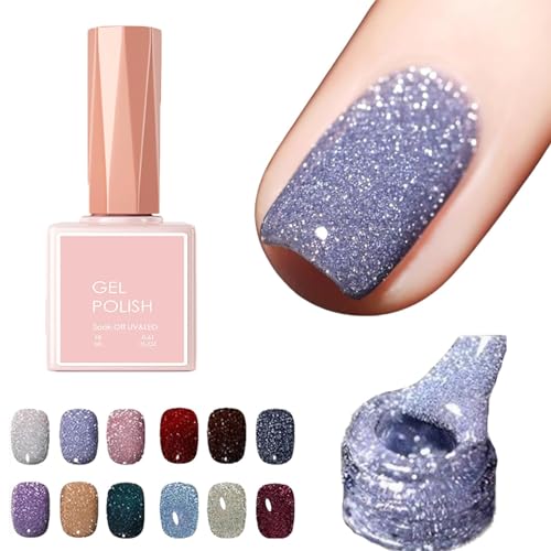 High Density Glitter Nail Gel Polish, 12 Colors Reflective Glitter Gel Nail Polish Set, High Density Glitter Nail Polish, Holographic Glitter Nail Polish Manicure Set, Diy Manicure for Home (18ml,004) von DANC