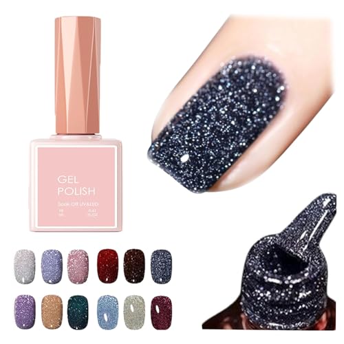 High Density Glitter Nail Gel Polish, 12 Colors Reflective Glitter Gel Nail Polish Set, High Density Glitter Nail Polish, Holographic Glitter Nail Polish Manicure Set, Diy Manicure for Home (18ml,007) von DANC