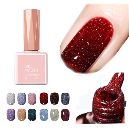 High Density Glitter Nail Gel Polish, 12 Colors Reflective Glitter Gel Nail Polish Set, High Density Glitter Nail Polish, Holographic Glitter Nail Polish Manicure Set, Diy Manicure for Home (18ml,002) von DANC