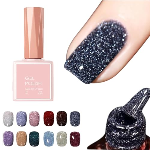 High Density Glitter Nail Gel Polish, 12 Colors Reflective Glitter Gel Nail Polish Set, High Density Glitter Nail Polish, Holographic Glitter Nail Polish Manicure Set, Diy Manicure for Home (18ml,011) von DANC