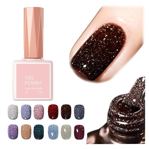 High Density Glitter Nail Gel Polish, 12 Colors Reflective Glitter Gel Nail Polish Set, High Density Glitter Nail Polish, Holographic Glitter Nail Polish Manicure Set, Diy Manicure for Home (18ml,004) von DANC