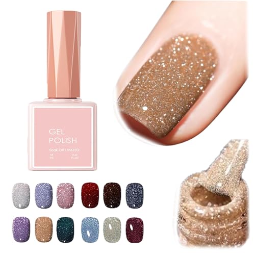 High Density Glitter Nail Gel Polish, 12 Colors Reflective Glitter Gel Nail Polish Set, High Density Glitter Nail Polish, Holographic Glitter Nail Polish Manicure Set, Diy Manicure for Home (18ml,003) von DANC