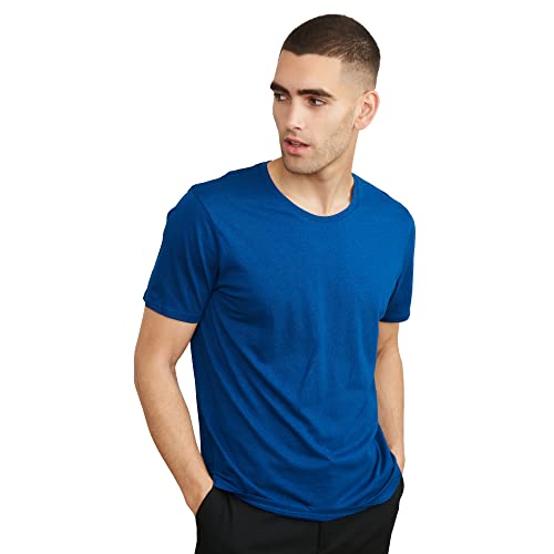 Herren Organic T-Shirt, 1 Pack, Rund- und V-Ausschnitt, aus Modal und Bio-Baumwolle (Rund - Blau, XL) von DANISH ENDURANCE