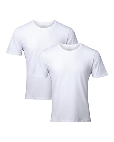 Herren Organic T-Shirt, 2 Pack, Rund- und V-Ausschnitt, aus Modal und Bio-Baumwolle (Rund - Weiß, L) von DANISH ENDURANCE