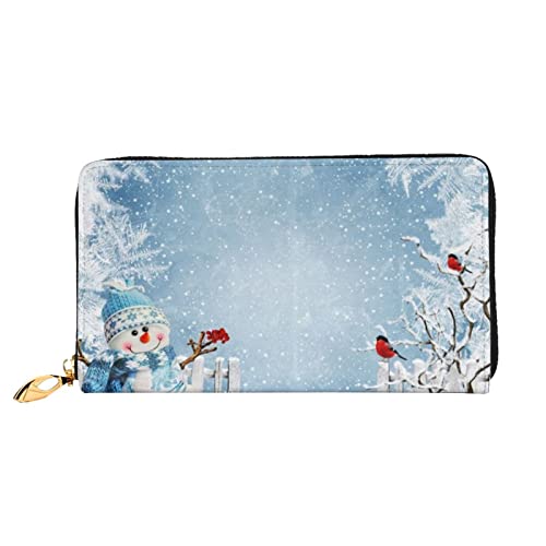 DANLIM Damen Leder Geldbörse Handheld Tasche Karten Tasche Reißverschluss Geldbörse Halloween Scrapbook, Weihnachts-Schneemann, Einheitsgröße von DANLIM