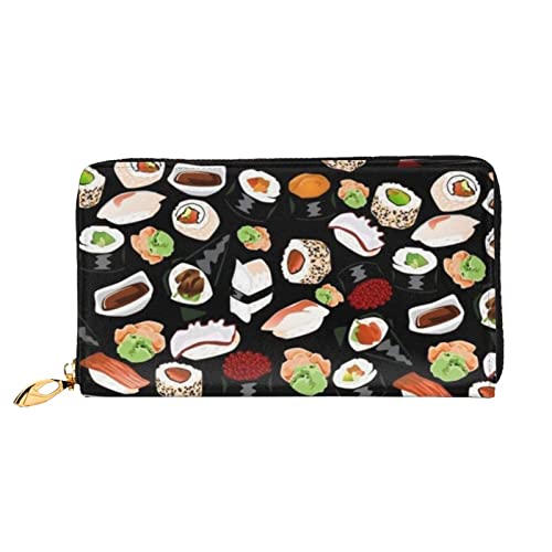 DANLIM Japanische Sushi-Geldbörse für Damen, Leder, Handtasche, Kartentasche, Reißverschluss, Schwarz, Schwarz, Einheitsgröße von DANLIM