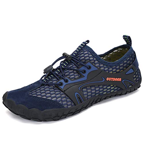 DANNTO Herren Aquaschuhe Wasserschuhe Badeschuhe Kinder Yoga Badeschuhe Strandschuhe Schnell Trocknend Surfschuhe Schwimmschuhe mit rutschfeste Sohlen Neoprenschuhe Barfuß Schuhe (Blau,43) von DANNTO