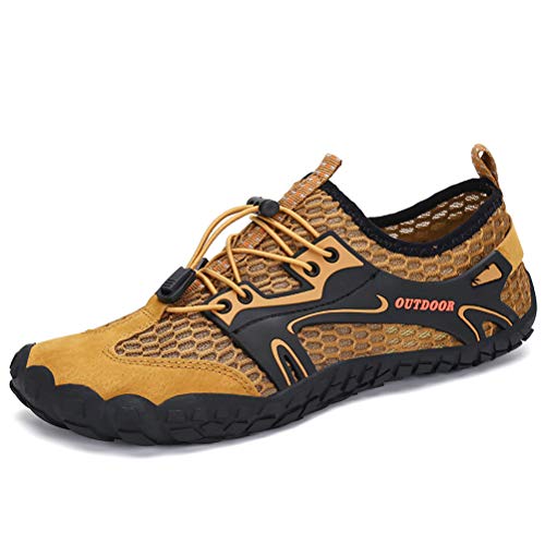 DANNTO Herren Aquaschuhe Wasserschuhe Badeschuhe Kinder Yoga Badeschuhe Strandschuhe Schnell Trocknend Surfschuhe Schwimmschuhe mit rutschfeste Sohlen Neoprenschuhe Barfuß Schuhe (Braun,39) von DANNTO