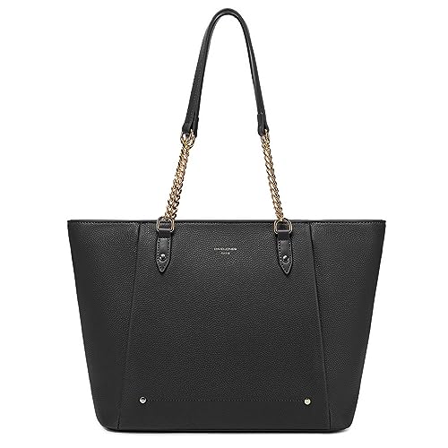 DAVID JONES - Handtasche / Einkaufstasche für Damen – große Einkaufstasche, A4, Arbeit, großes Fassungsvermögen, weiches PU-Leder, Shopper mit langen Griffen, elegante Tote Bag, Schwarz , one size, von David Jones