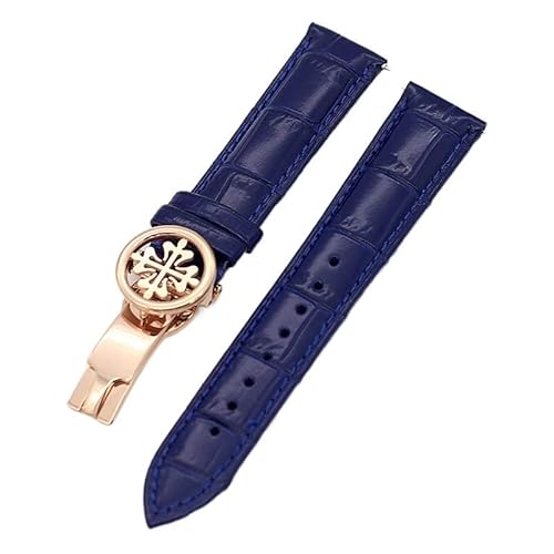 DAVNO Uhrenarmband aus echtem Leder, 19 mm, 20 mm, 22 mm, Uhrenarmband für Patek Philippe Wath Armbänder mit Edelstahl-Faltschließe, für Herren und Damen, 19 mm, Achat von DAVNO