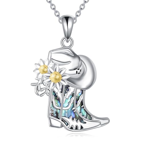 DAYLINLOVE Cowgirl Boot Kette 925 Sterling Silber Abalone Muscheln Cowboy Hut Anhänger Halsketten Cowgirl Boot Schmuck Land Reitsport Geschenke für Damen Frauen Mädchen Cowgirls Pferde Liebhaber DAYLINLOVE Cowgirl Boot Kette 925 Sterling Silber Abalone Muscheln Cowboy Hut Anhänger Halsketten Cowgirl Boot Schmuck Land Reitsport Geschenke für Damen Frauen Mädchen Cowgirls Pferde Liebhaber von DAYLINLOVE