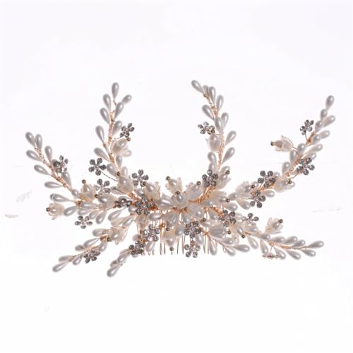 Blumen-Haarkamm, Haarspange für Damen, Brautschmuck, Hochzeit, Haarschmuck, Schmuck, Stirnband, Tiara, Gold von DBFBDTU