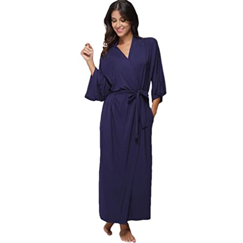 DBFBDTU Night Wear Robes Damen Pyjama Casual Intimate Nachtwäsche Mantel Weicher Bademantel Damen Kleid, navy, 46 von DBFBDTU