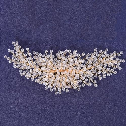 Handgefertigter Haarkamm, Clip, Haarschmuck, Tiara für Frauen, Party, Braut, Hochzeit, Haarschmuck, Geschenk, Gold von DBFBDTU