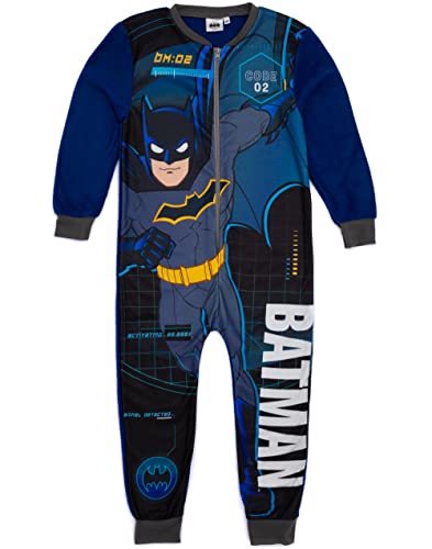 DC Comics Batman Jungen Blauer Einteiler | All-in-One-Fleece-Loungewear | Kinder-Pyjama-Pyjama-Schlafanzug-Nachtwäsche | Gemütliche Geschenkartikel – 3–4 Jahre von DC Comics