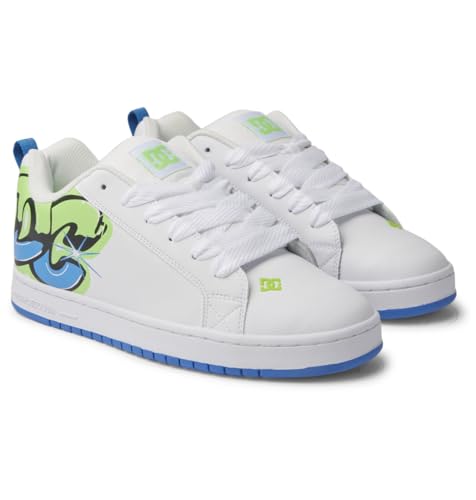 DC Shoes Herren Court Graffik Sneaker, White/Lime/Turquoise, 45 EU von DC Shoes