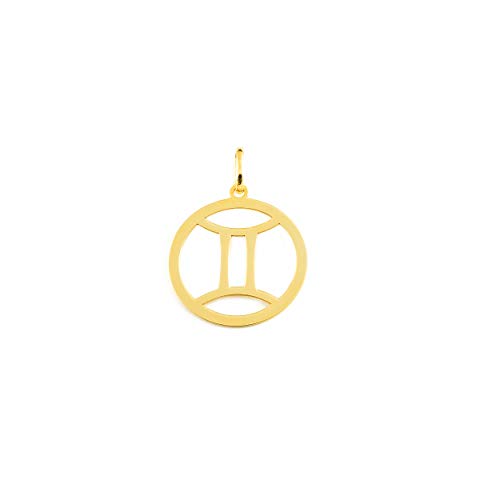 Mondepetit - Zwillinge Horoskop glänzender Anhänger Gelbgold 9K - Geschenkbox - Garantiezertifikat von Monde Petit