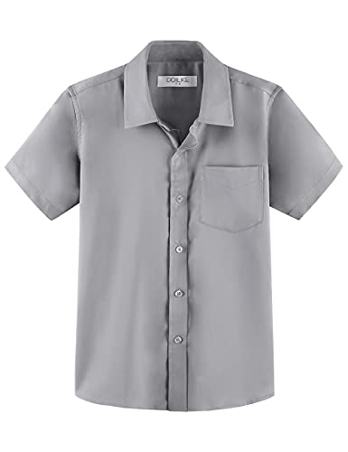 Jungen Schulhemd Kurzarm Uniform Hemden Solid Regular Fit, silber, 13-14 Jahre von DDILKE