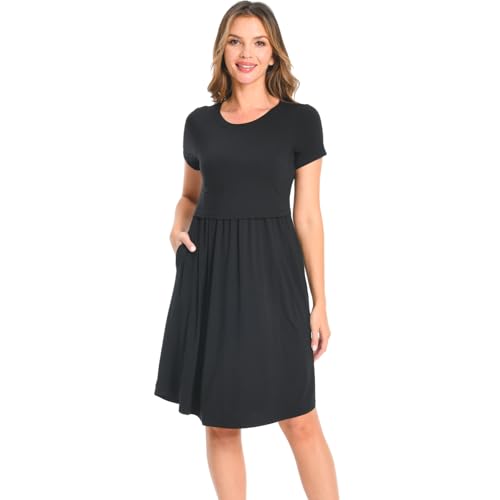 DDLUYY Damen Kurzarm Umstandskleid Stillkleid Stillkleider mit Taschen, Schwarz , M DDLUYY Damen Kurzarm Umstandskleid Stillkleid Stillkleider mit Taschen, Schwarz , M von DDLUYY