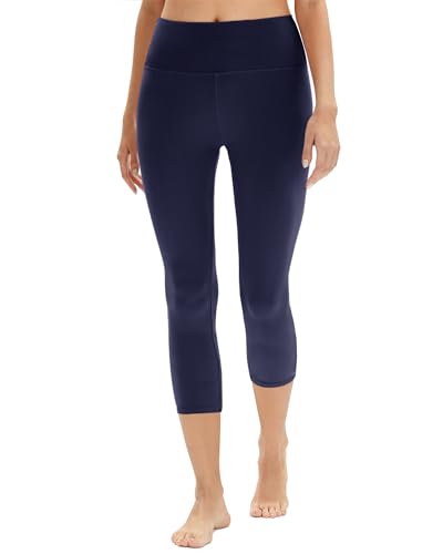 DDOBB Capri Leggings Damen High Waist 3/4 Leggins Blickdicht Caprihose Kurze Sporthose Elastisch Yogahose Laufhose Hose für Fitness Zuhause(D-Navy, (DE50-52)=XXL) von DDOBB