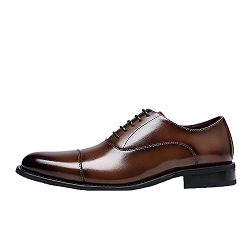 DDTNW Business Herren Anzugschuhe, Lederschuhe Schnürhalbschuhe Oxford Schuhe Smoking Lackleder Hochzeit Derby Leder Brogue,Hellbraun,45 von DDTNW