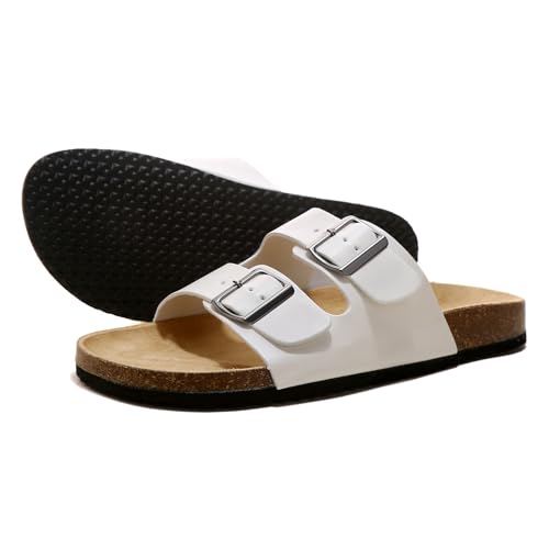 DDXYYDS Unisex-Sandalen für Damen und Herren, Kork-Fußbett-Slides mit verstellbaren Schnallenriemen, bequeme Strand-Sandalen mit Fußgewölbeunterstützung, Weiss/opulenter Garten, 6 Women/5 Men von DDXYYDS