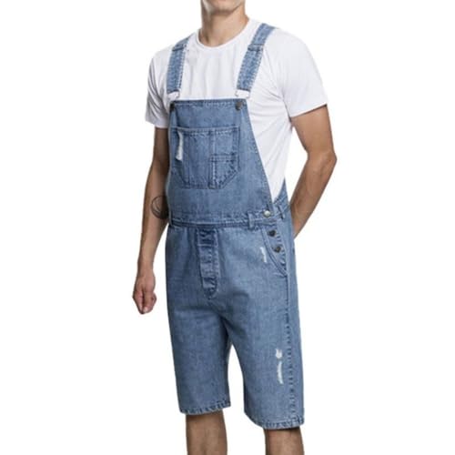 DDYYZZ Jumpsuit Kurz Herren Jeans Overall Mode Arbeitsoverall Männer Latzhosen für Herren Trendy Hosenanzug Lätzchen Hose Denim Strampler Casual Kurze Hosen (1,XXL,XXL) von DDYYZZ