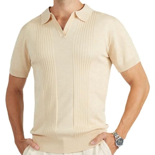 DDYYZZ Poloshirt Herren Kurzarm Gestrickte Polohemd Casual Summer Golf Shirts für Männer Retro Sportlich Strick-Polo 2024 (3,3XL,3XL) von DDYYZZ