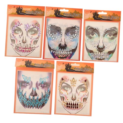 DEARMAMY 5Sätze Gesichtsjuwelen Aufkleber Teiliges Strasssteine Design für Halloween Festivalzubehör Wiederverwendbare Körperdekoration für Kostümparty Maskerade und Besondere Anlässe DEARMAMY 5Sätze Gesichtsjuwelen Aufkleber Teiliges Strasssteine Design für Halloween Festivalzubehör Wiederverwendbare Körperdekoration für Kostümparty Maskerade und Besondere Anlässe von DEARMAMY