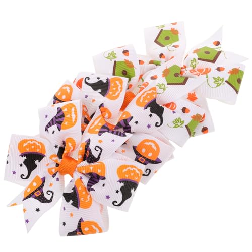 DEARMAMY Halloween-Haarschleife 4 Stück Kürbis-Haarspange Süßes Oder Saures Haarklammern Schleife Haarnadel-Haarspangen Für Mädchen Kleinkinder Teenager Halloween-Party-Haar-Accessoires von DEARMAMY